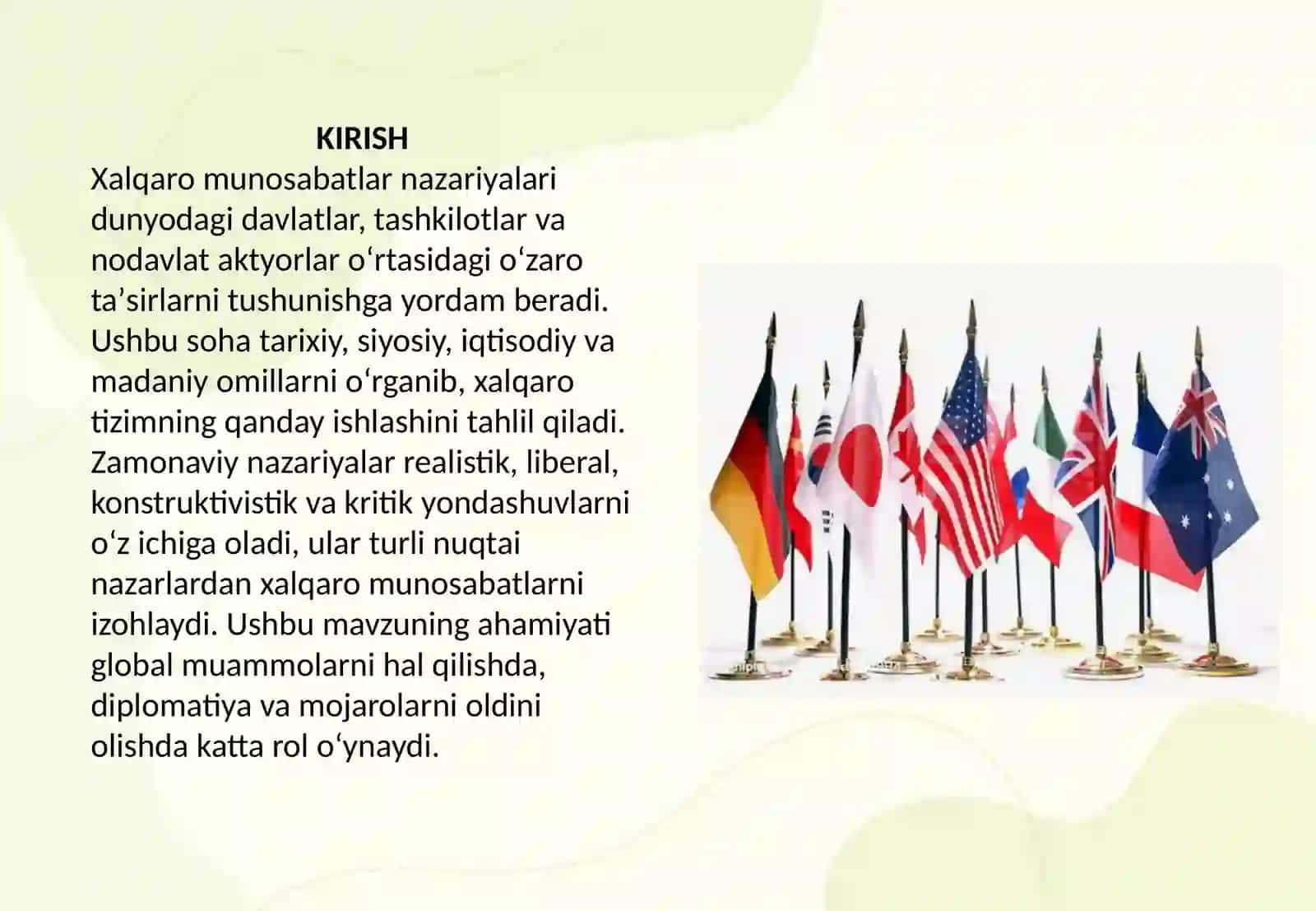 Zamonaviy xalqaro munosabatlar nazariyalari 2