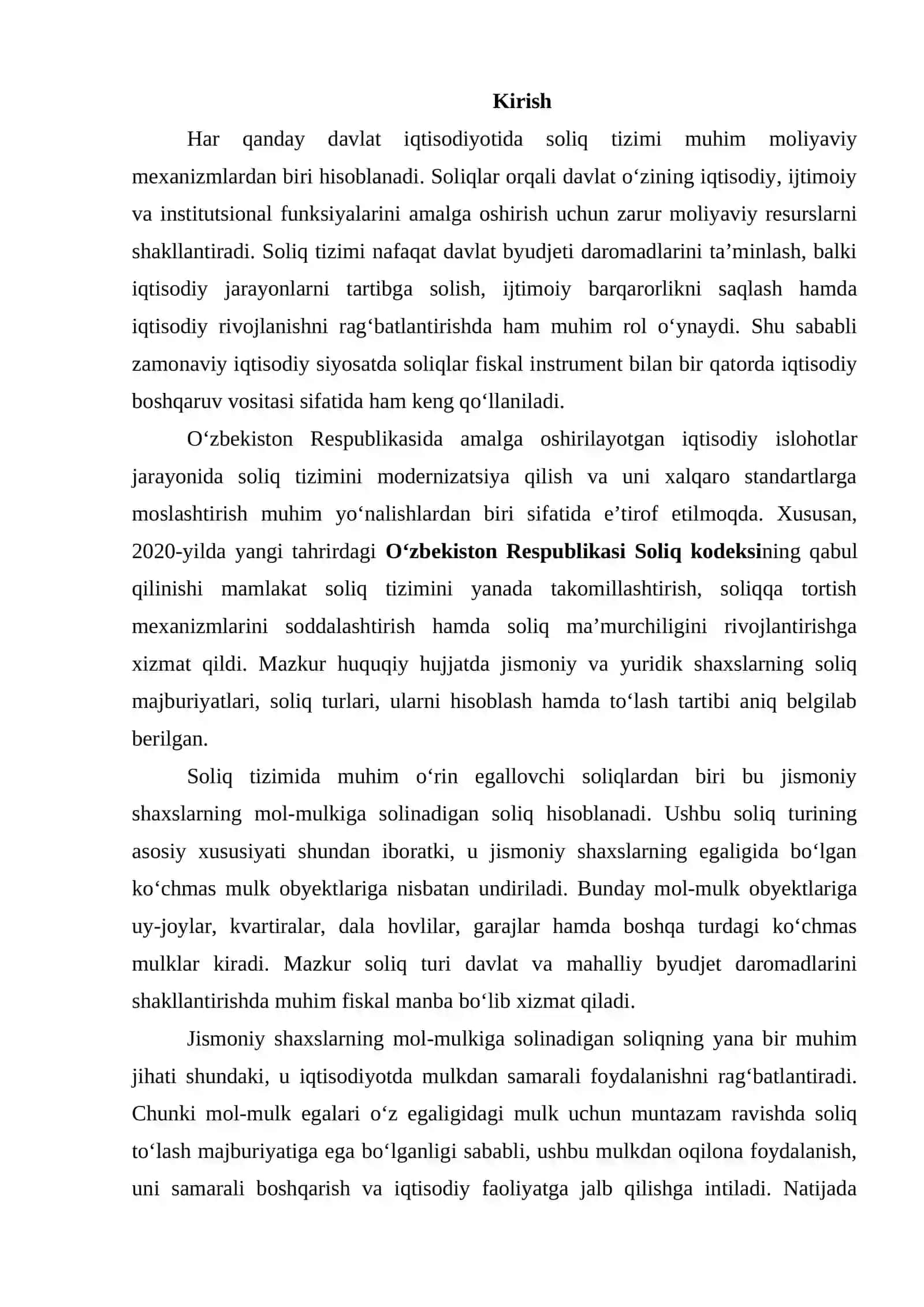 JISMONIY SHAXSLARNING MOL-MULKIGA SOLINADIGAN SOLIQ VA UNING IQTISODIY AHAMIYATI 2