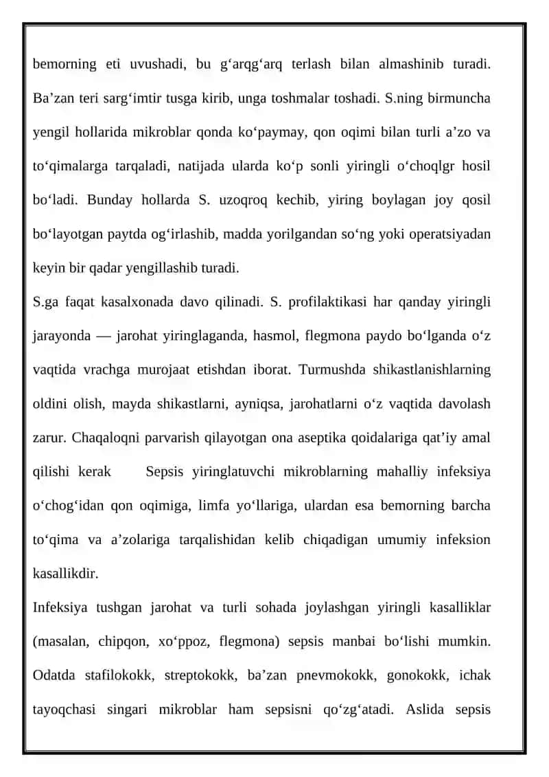 SEPSISHAQIDA ZAMONAVIY MA’LUMOTLAR 2