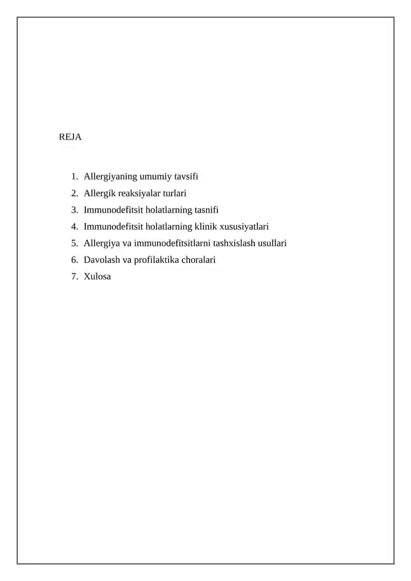 Allergiya. Immundefitsit holatlar 2