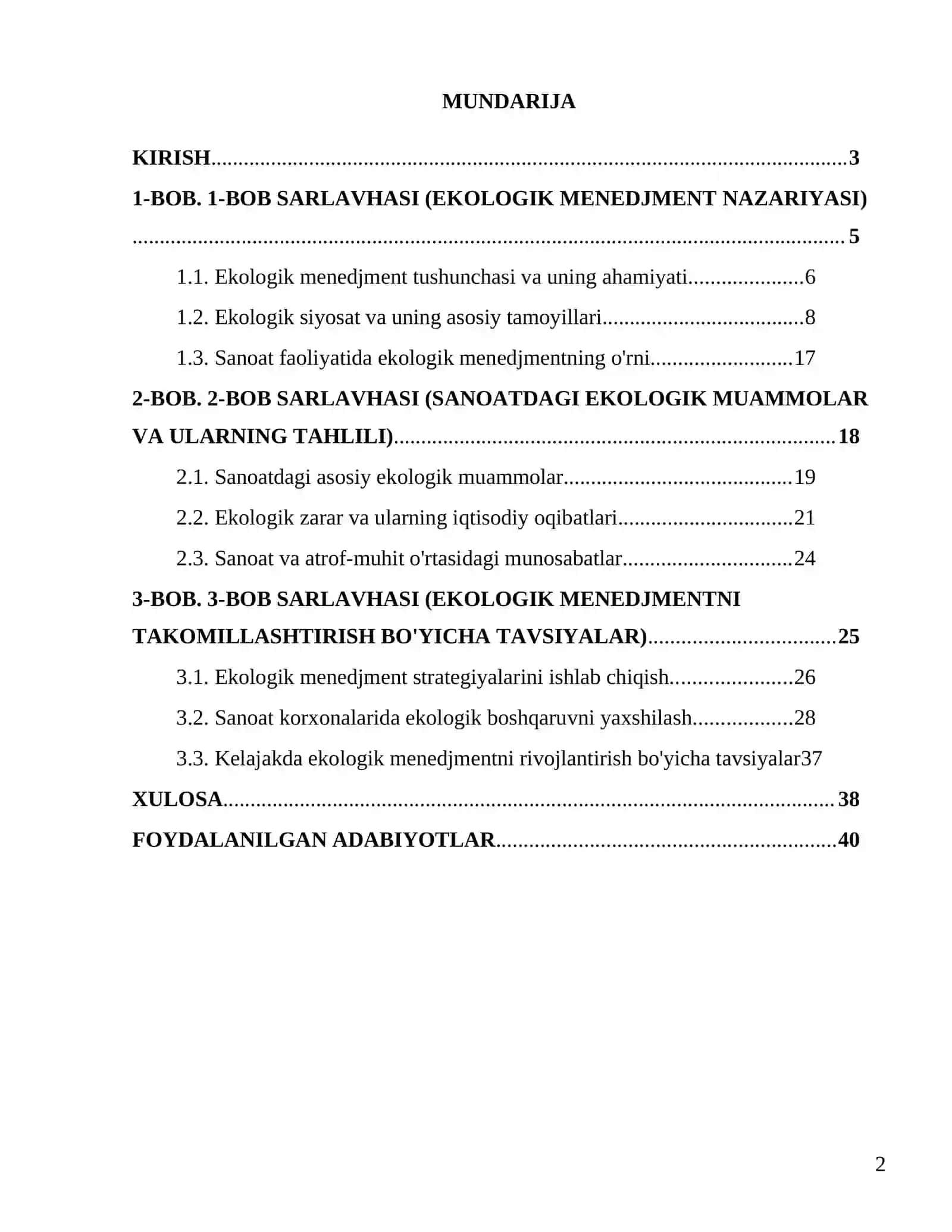 Ekologik menedjment fanidan 4-kurs ekologiya va atrof muhit muhiti 2