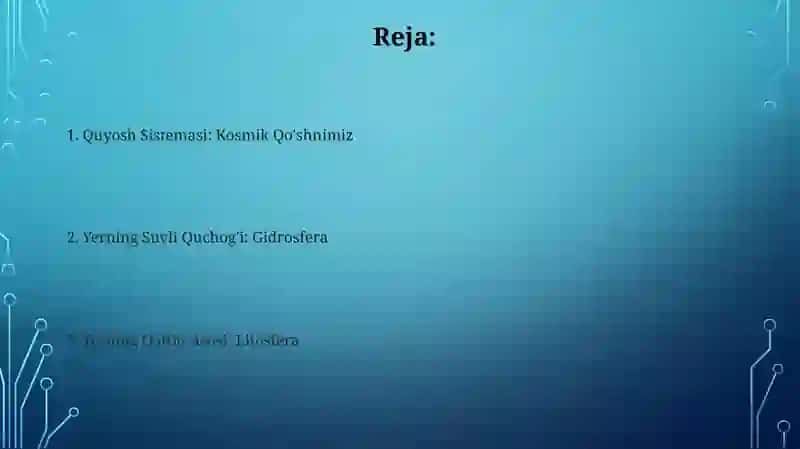 Quyosh sistemasi, litosfera gidrosfera mavzulari yuzasidan kollokvium 2