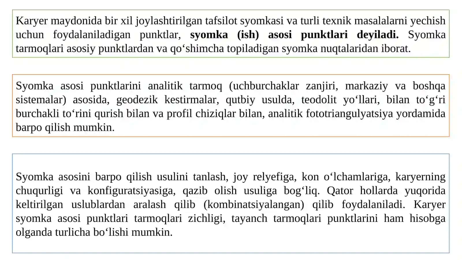 10-Mavzu Karyerlarda tayanch tarmoqlarini barpo qilish 2