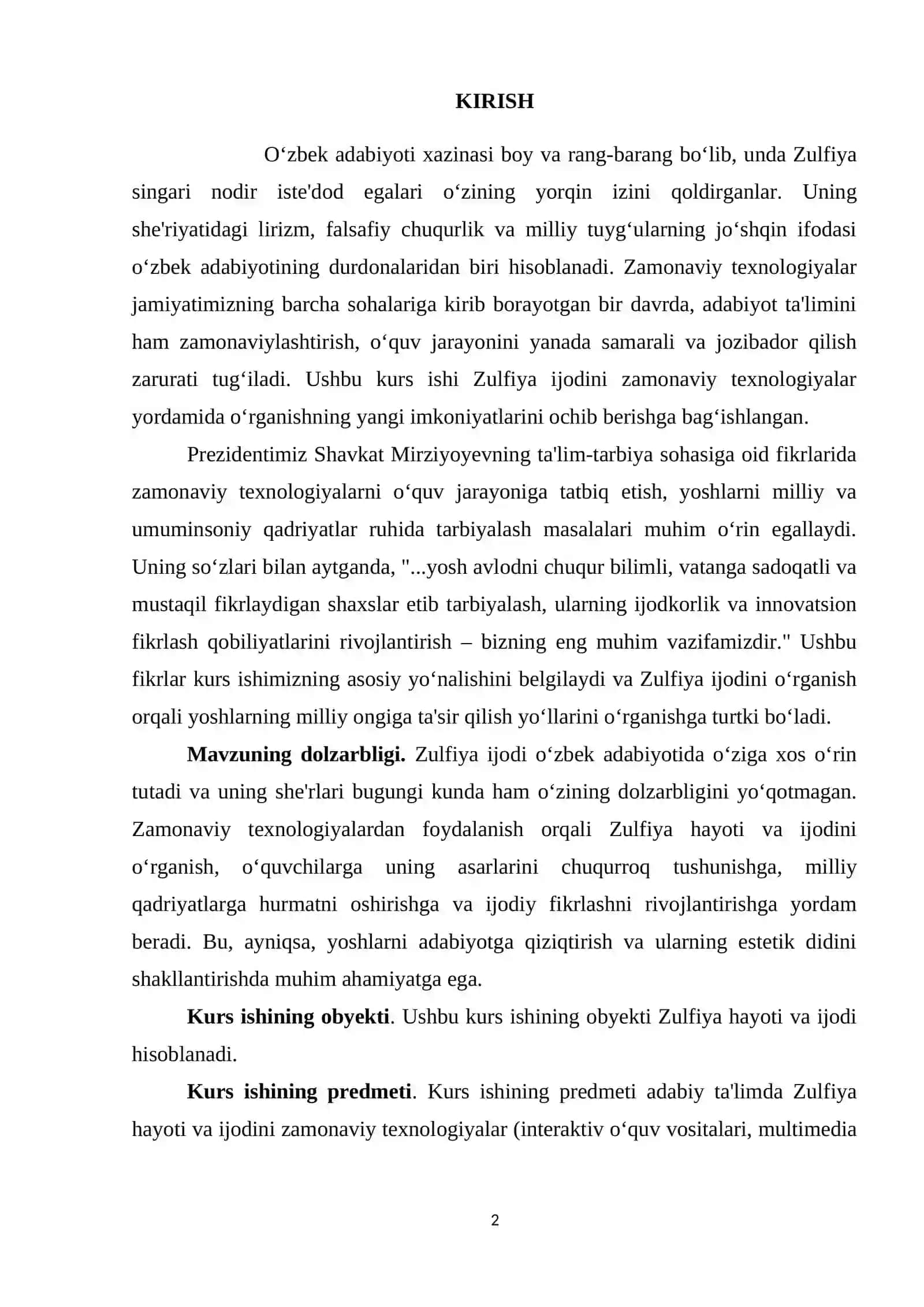 ADABIY TA'LIMDA ZULFIYA HAYOTI VA IJODINI YANGI PEDAGOGIK TEXNOLOGIYALAR ASOSIDA OʻRGANISH 2