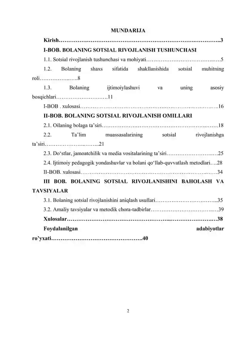 Bolaning sotsiumda rivojlanishi. 2
