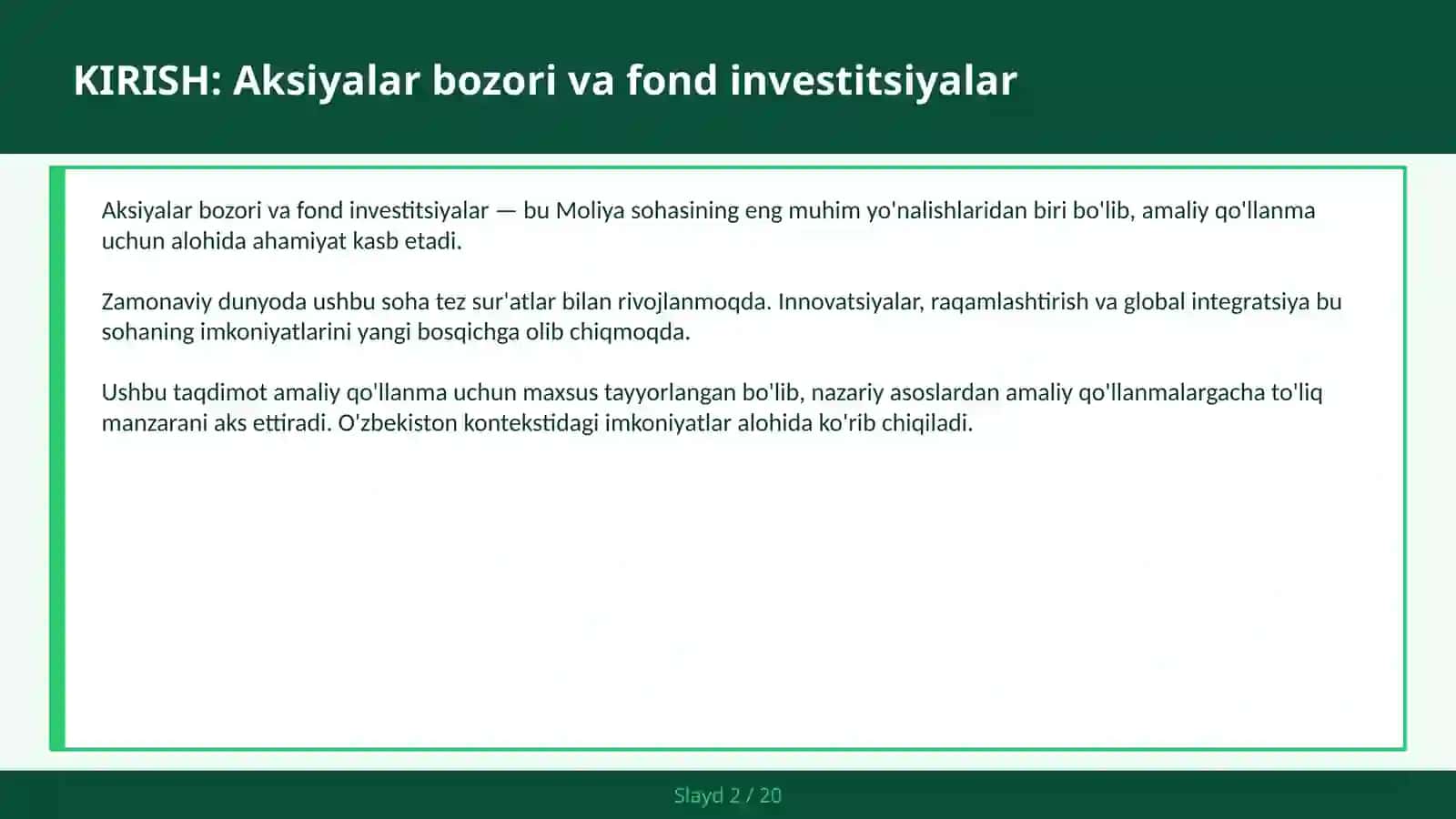 Aksiya, obligatsiya va portfel — amaliy qo'llanma 2