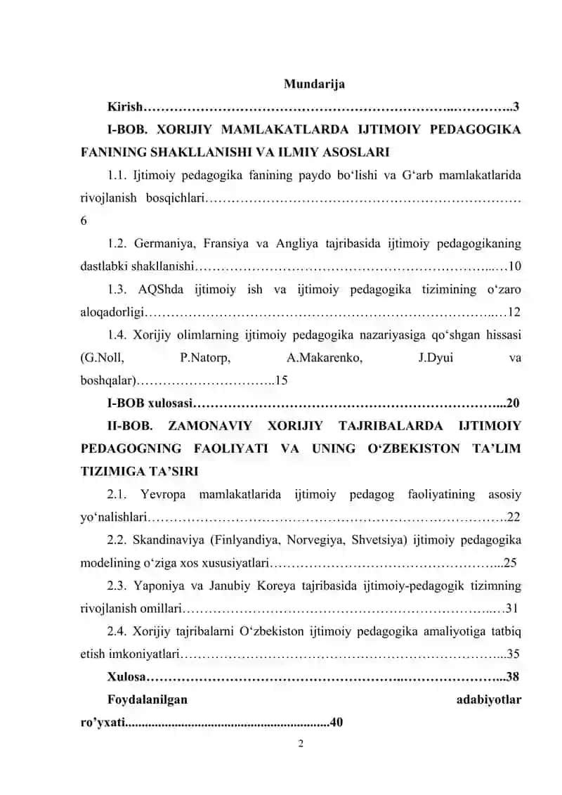 Xorijda ijtimoiy pedagogikaning rivojlanish tarixi. 2