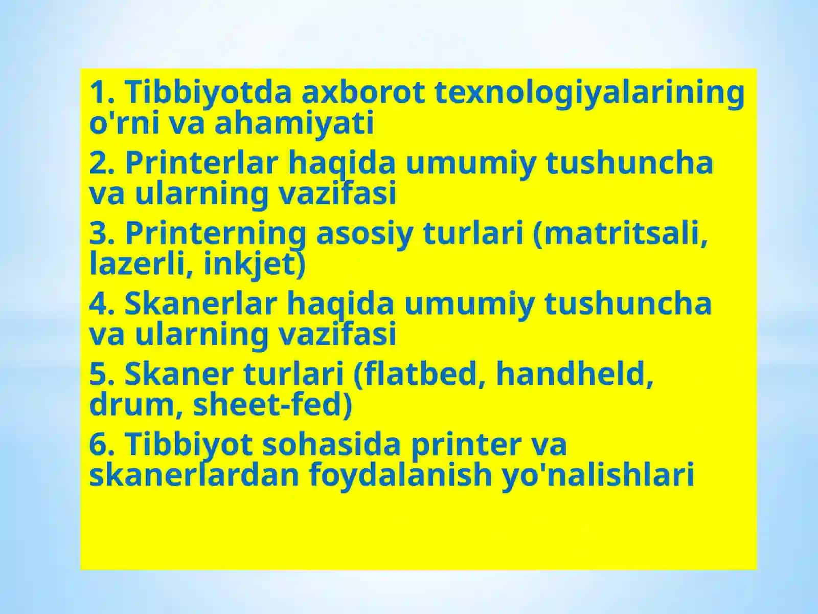 Printerning turlari va Skaner turlari 2