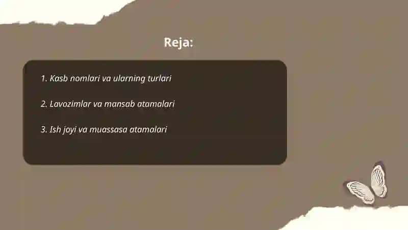 Kasb-hunarga oid leksika 2