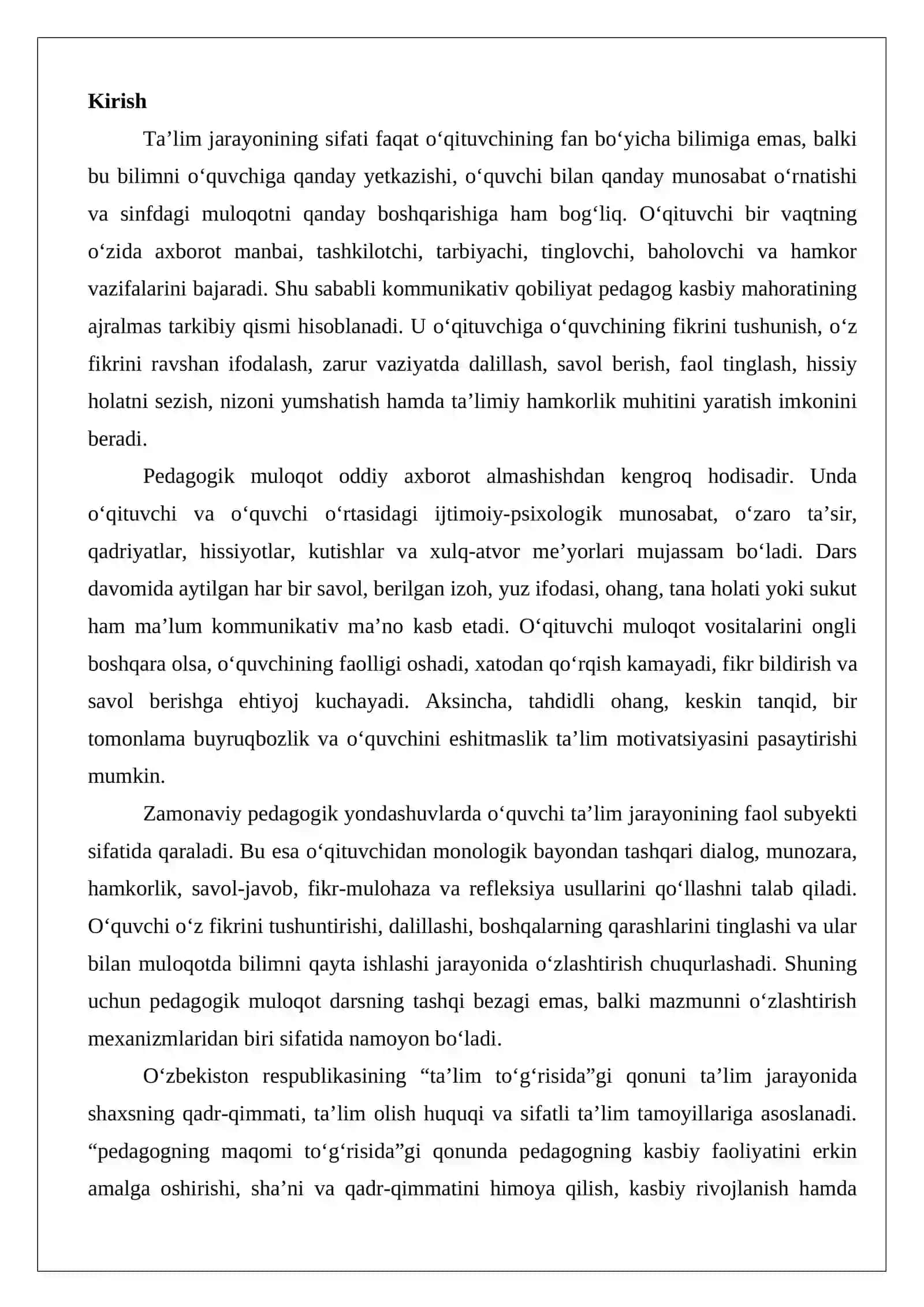 O‘qituvchining kommunikativ qobiliyati. Pedagogik muloqot.. 2