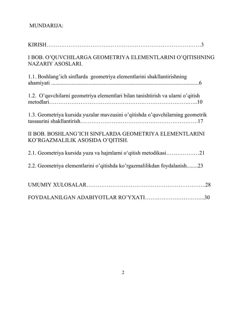 UMUMTA’LIM MAKTAB GEOMETRIYA KURSIDA YUZA TUSHUNCHASINI KIRITISH METODIKASI 2