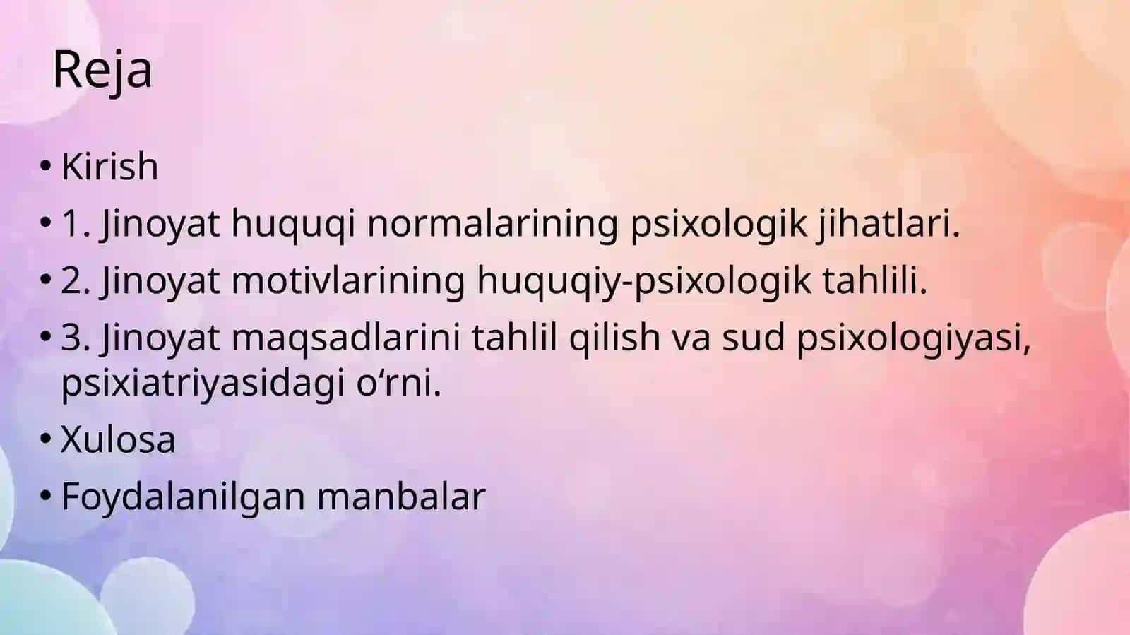 Jinoyat huquqi normalarining psixologik jihatlari. Jinoyat motivlari va maqsadlarini t 2