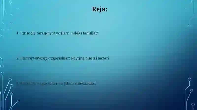 Iqtisodiy taraqqiyot yo'llari: indeks tahlillari 2