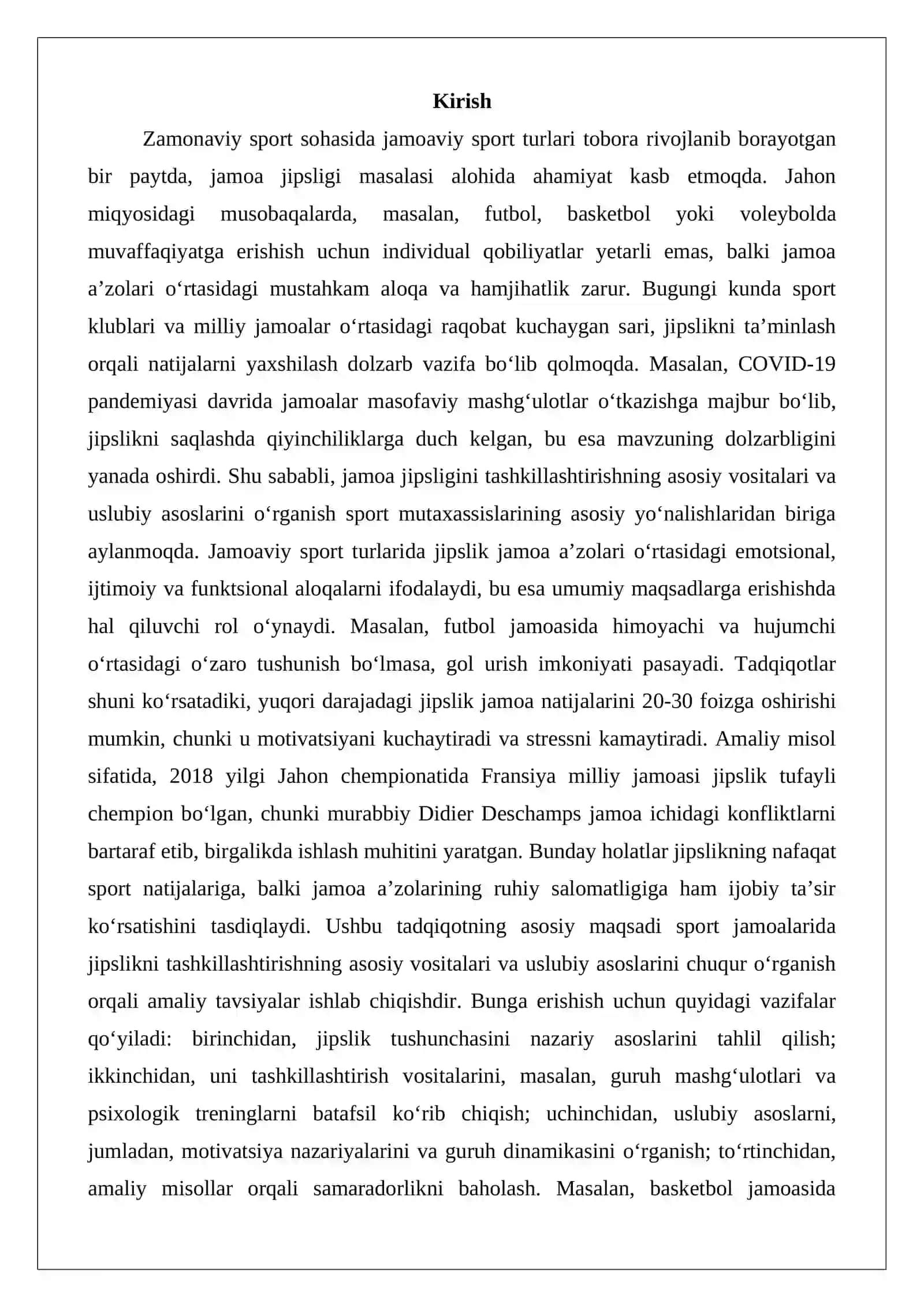 Sport jamoasini jipsligi va uni uyushtirishning asosiy vositalari va uslubiy asoslari 2