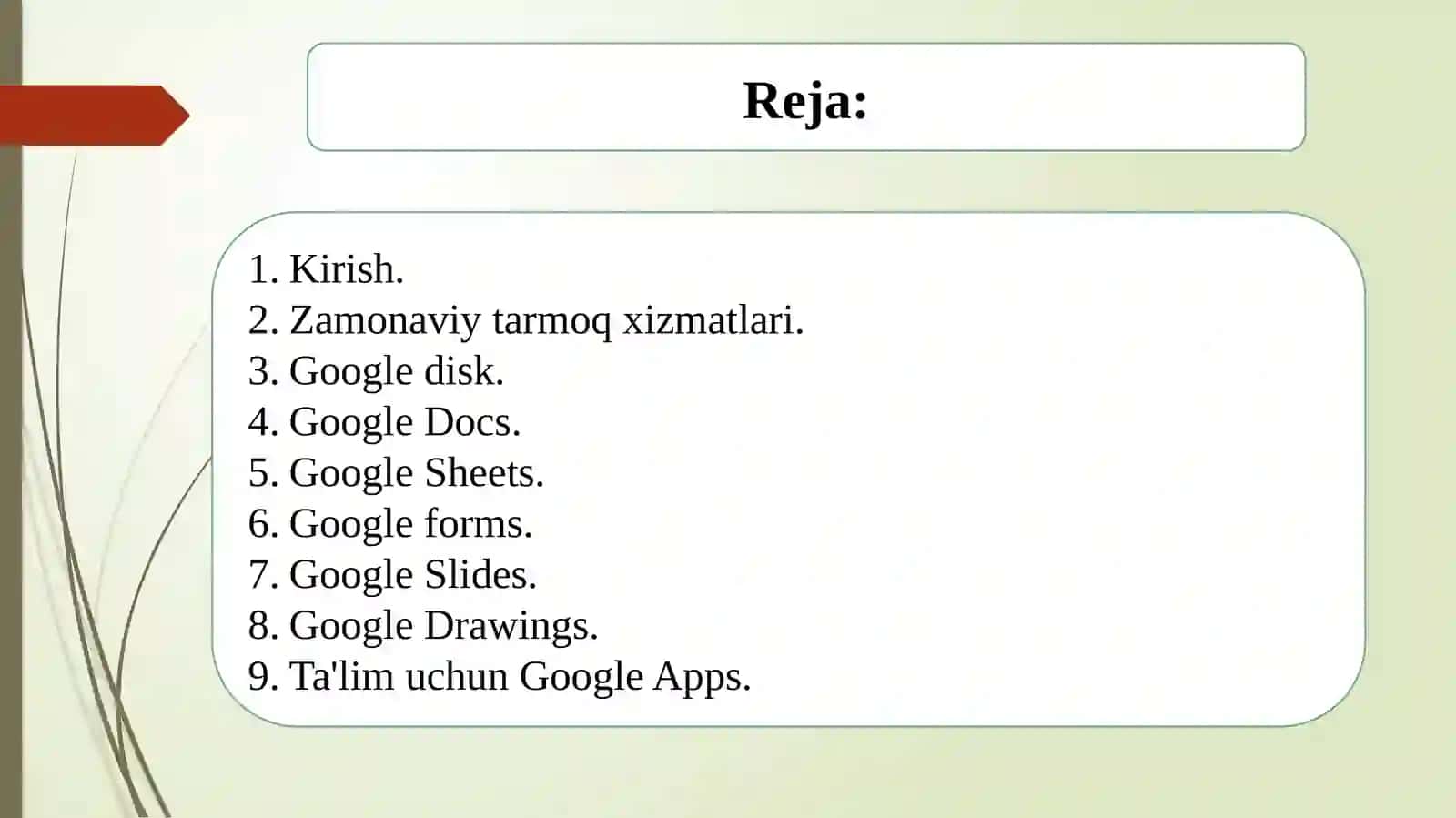 Google xizmatlari elektron ta`lim resusrlarini ishlab chiqish va nashr etish vositasi sifatida 2