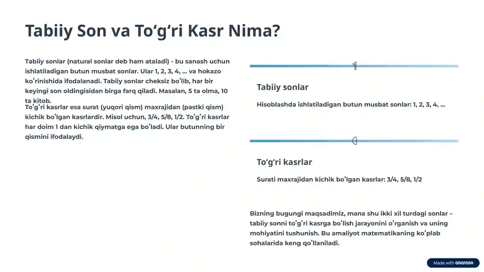 Tabiiy Sonni Toʻgʻri Kasrga Boʻlish 2