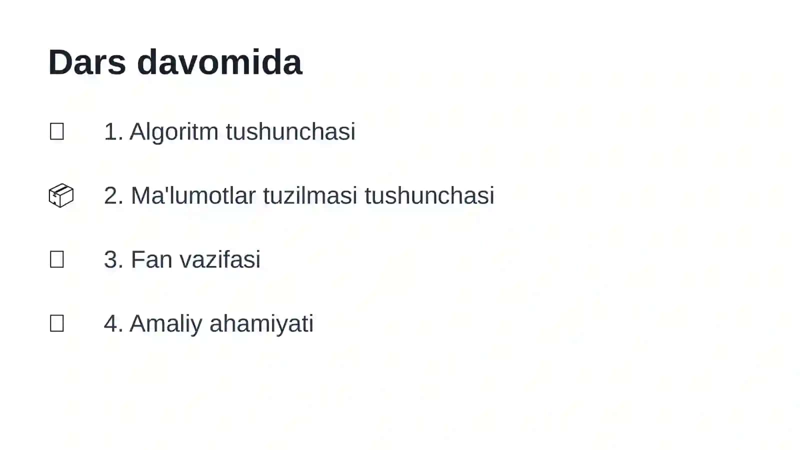 Ma’lumotlar tuzilmasi va algoritmlar faniga kirish 2