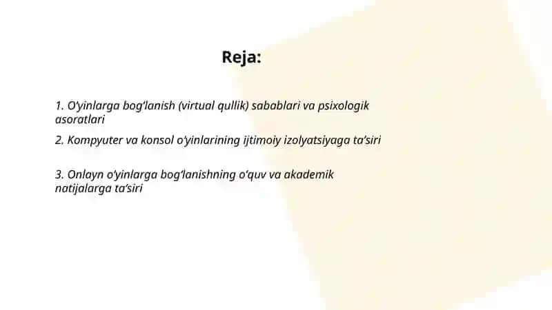 O'yinlarga bog'lanish (virtual qullik) sabablari va psixologik asoratlari 2