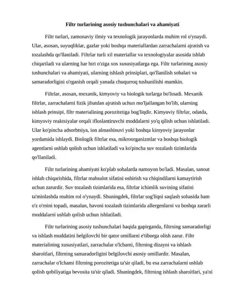 Filtr turlari 2