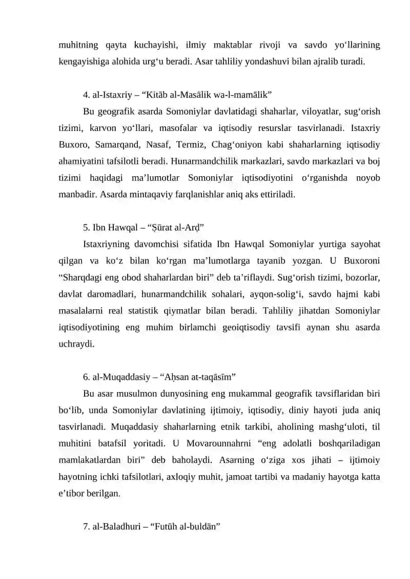 Somoniylar tarixiga doir arab tilli manbalar bibliografiyasini tuzish 2
