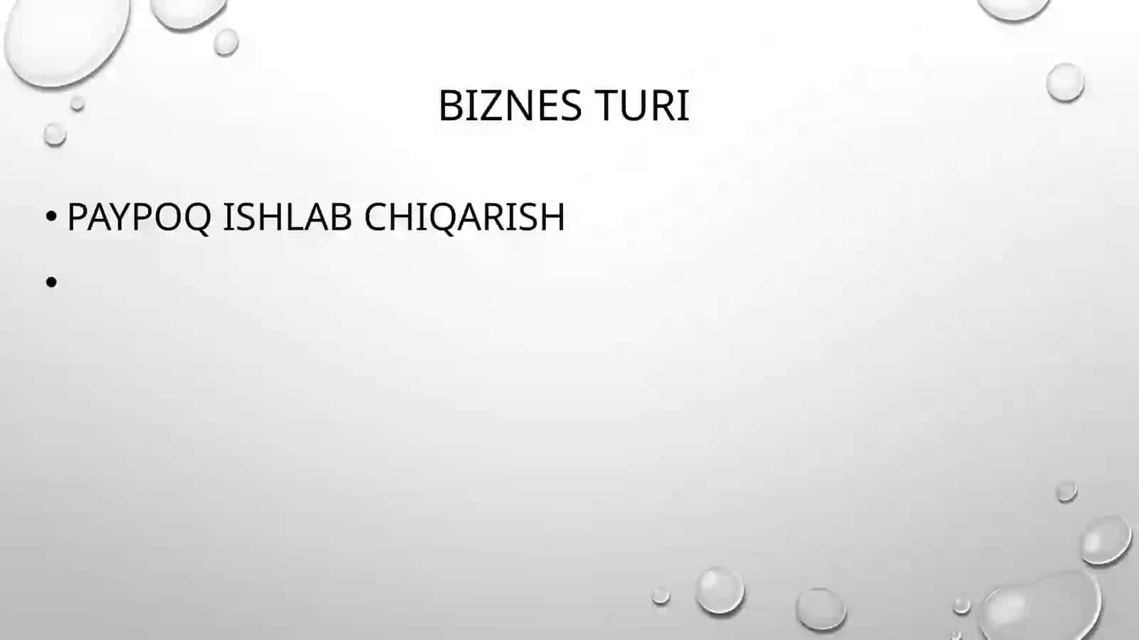BIZNES JARAYONINI LOYHALASH FANIDAN TAYYORLAGAN TAQDIMOT 2
