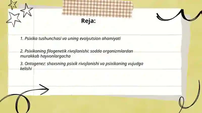 Psixikaning evolutsiyasi va vujudga kelishi 2