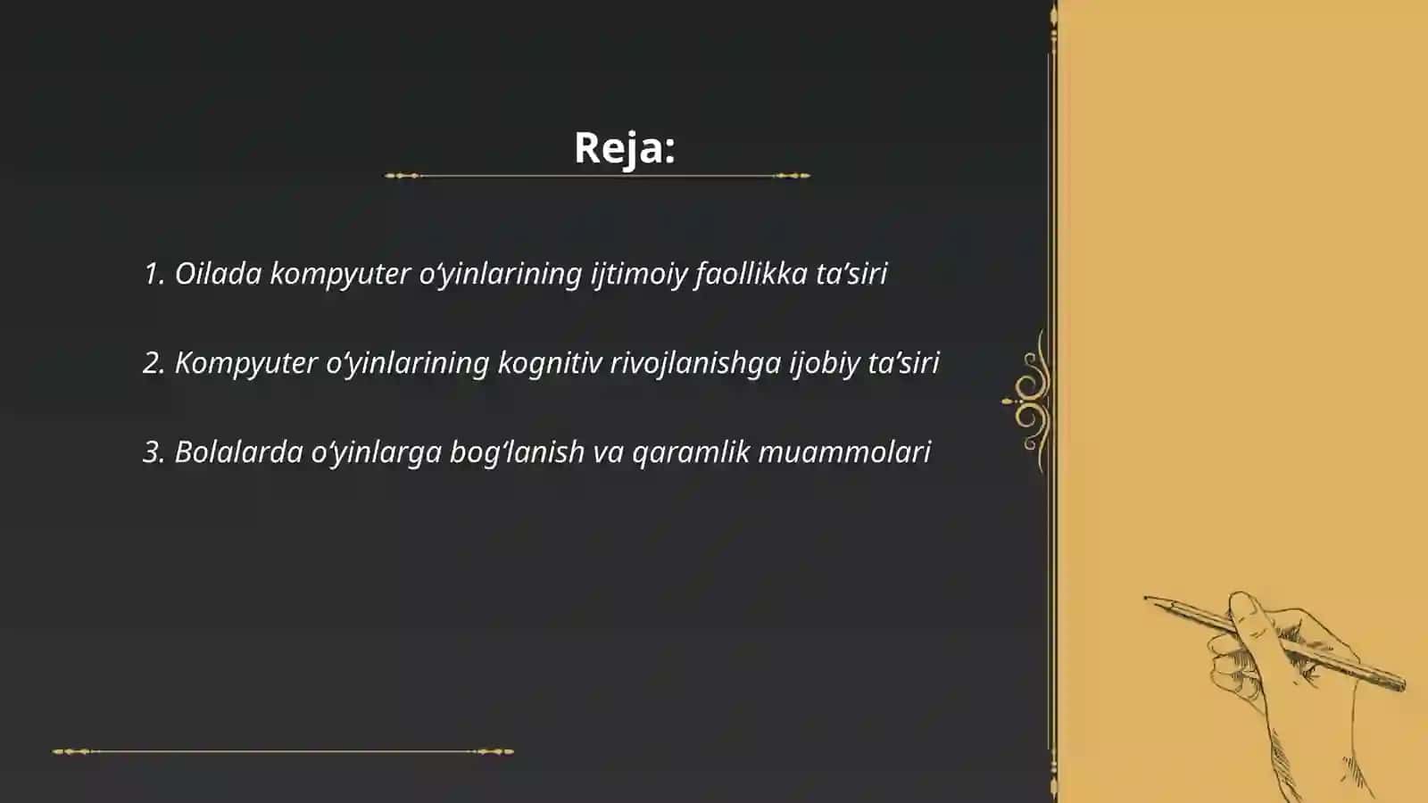 Oilada bolalar hayotini tashkil etishda kompyuter oʻyinlarining oʻrni va ijobiy hamda salbiy xususiyatlar 2