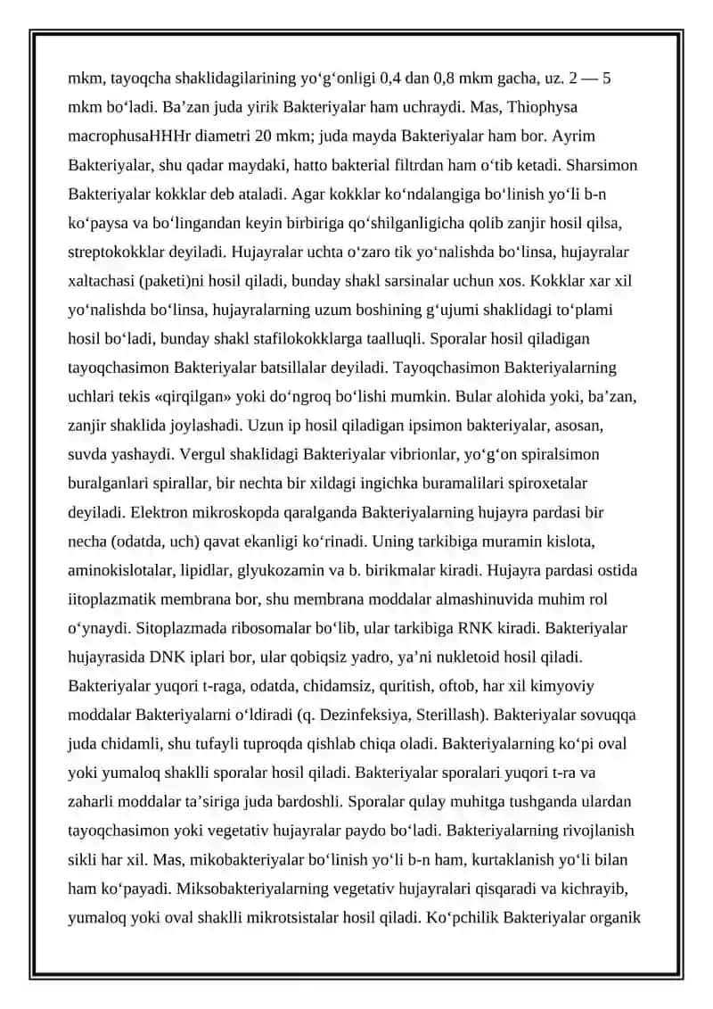 BAKTERIYALARDA FERMENTATIV JARAYONLAR, TASHQI MUHITNI BIOLOGIK VA TEXNOLOGIK CHIQINDILAR BILAN IFLOSLANISHI 2
