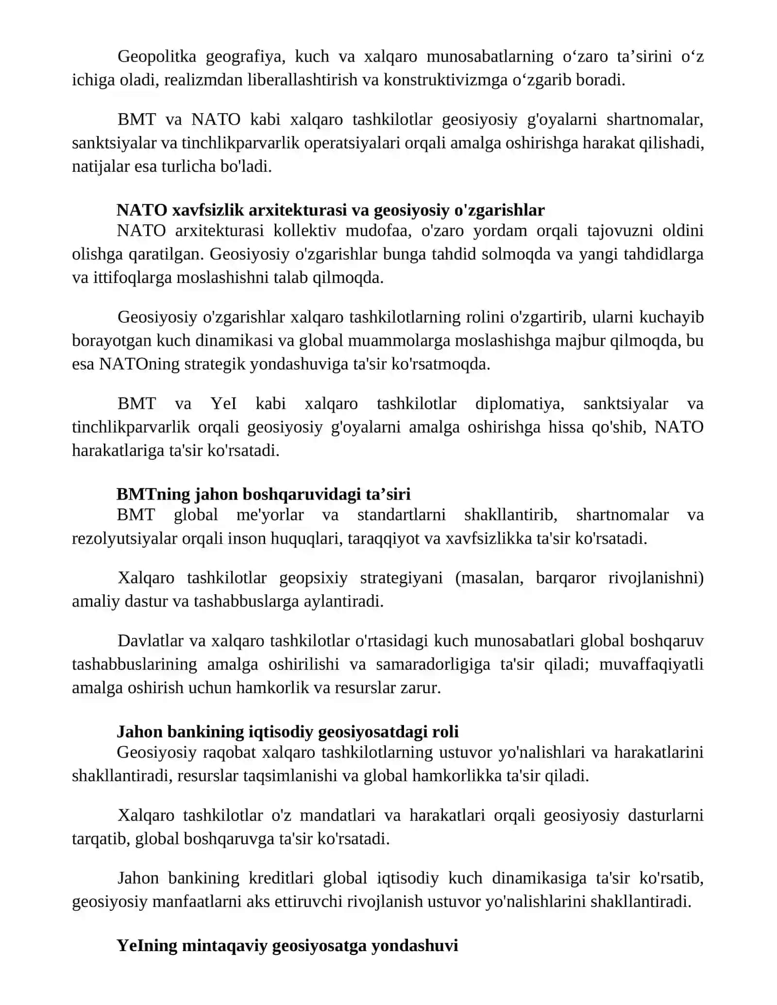 Geosiyosiy gʻoyalarni amalga oshirishda xalqaro tashkilotlarning oʻrni 2