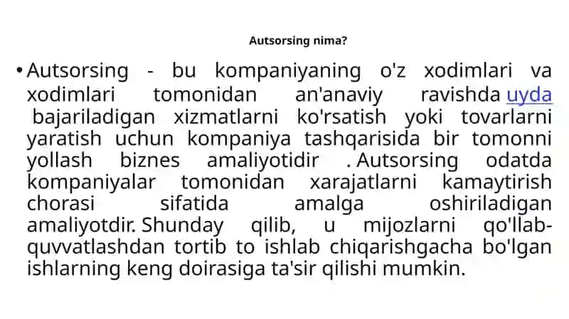 Trаnspоrt хizmаt bоzоridа аutsоrsingdаn fоydаlаnish 2