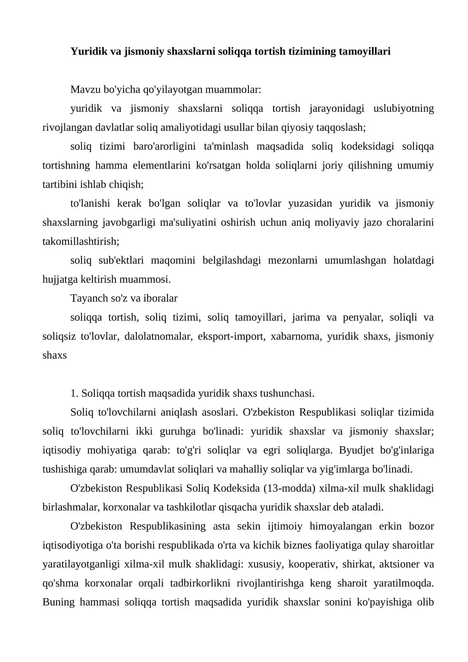 Yuridik va jismoniy shaxslarni soliqqa tortish tizimining tamoyillari 2