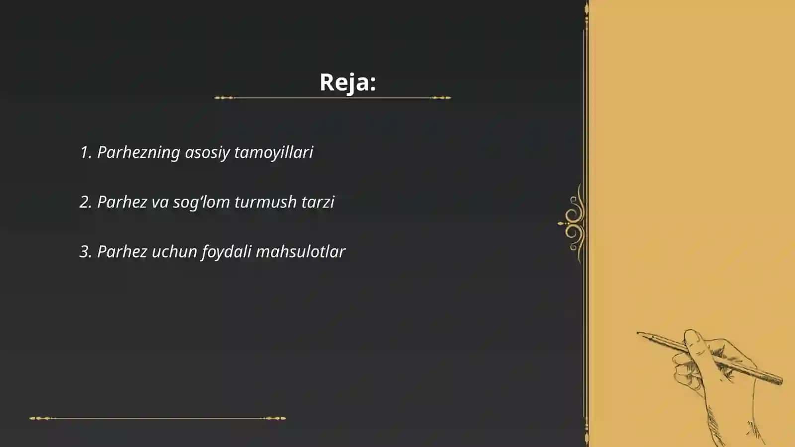 Parhez oziq-ovqat mahsulotlari 2