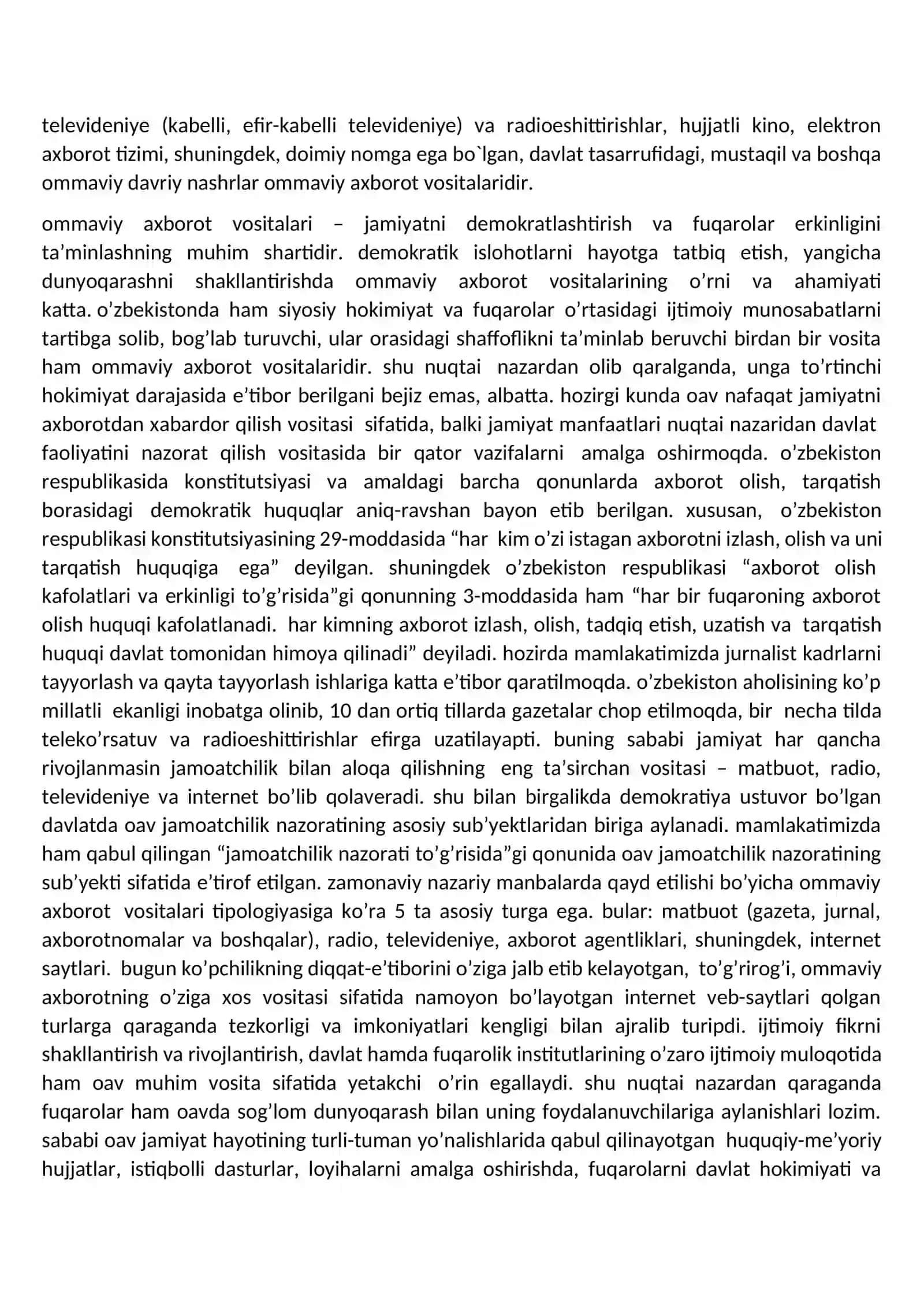 Ommaviy axborot vositalari faoliyati 2