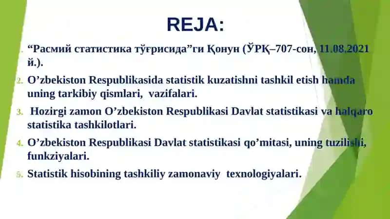 O‘zbekiston Respublikasi davlat statistikasi 2