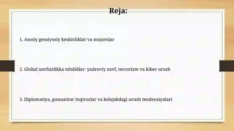 Harbiy siyosiy vaziyatlar 2