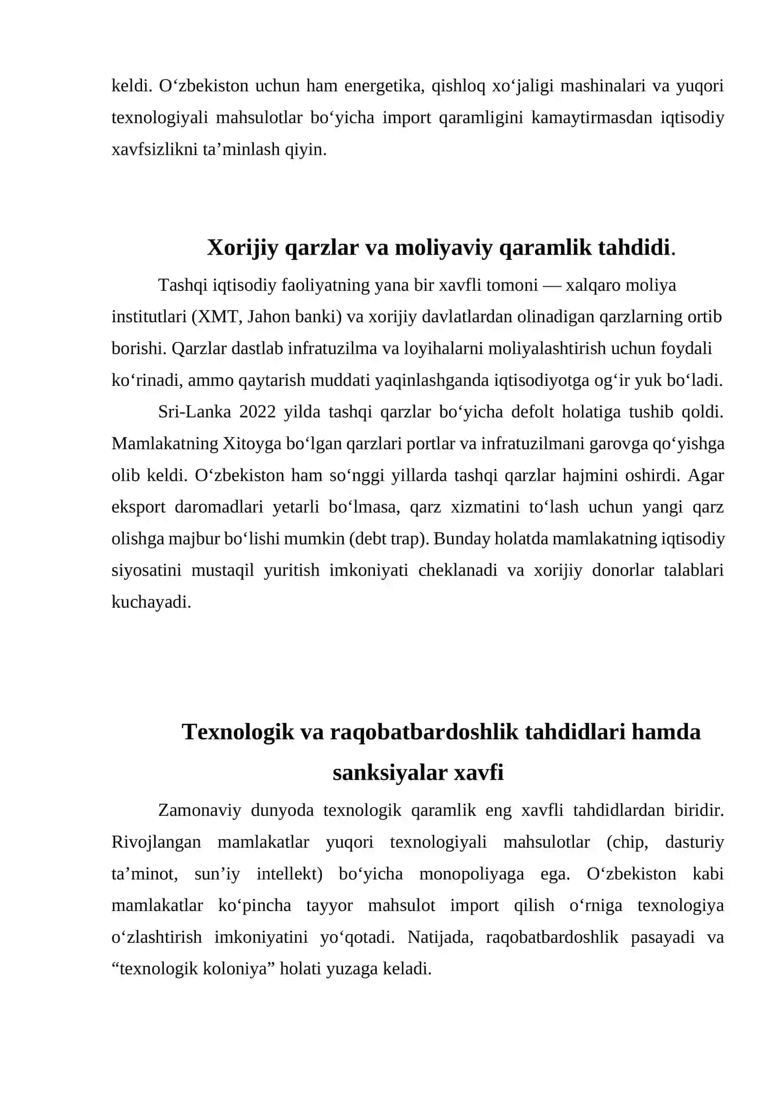 Tashqi iqtisodiy faoliyat bilan bog‘liq tahdidlar 2