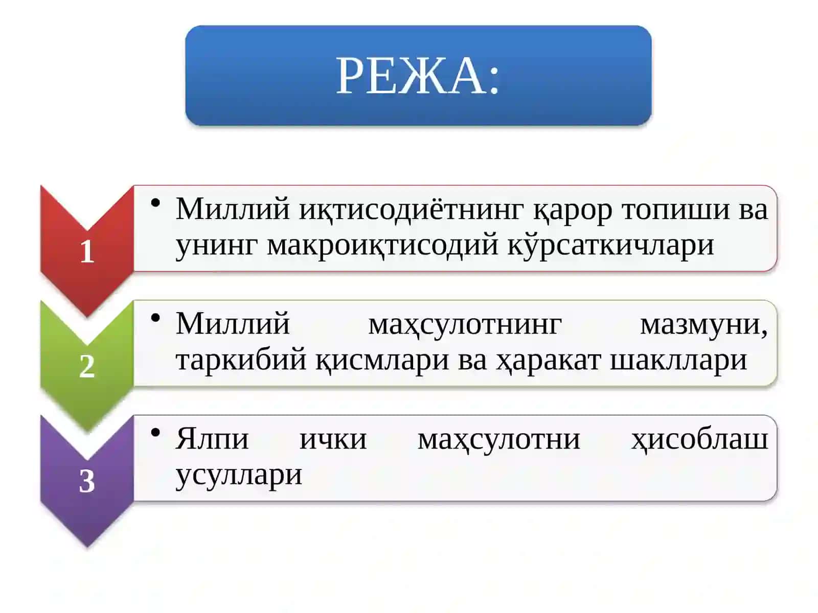 Миллий иқтисодиётнинг қарор топишиваунинг макроиқтисодий кўрсаткичлари 2