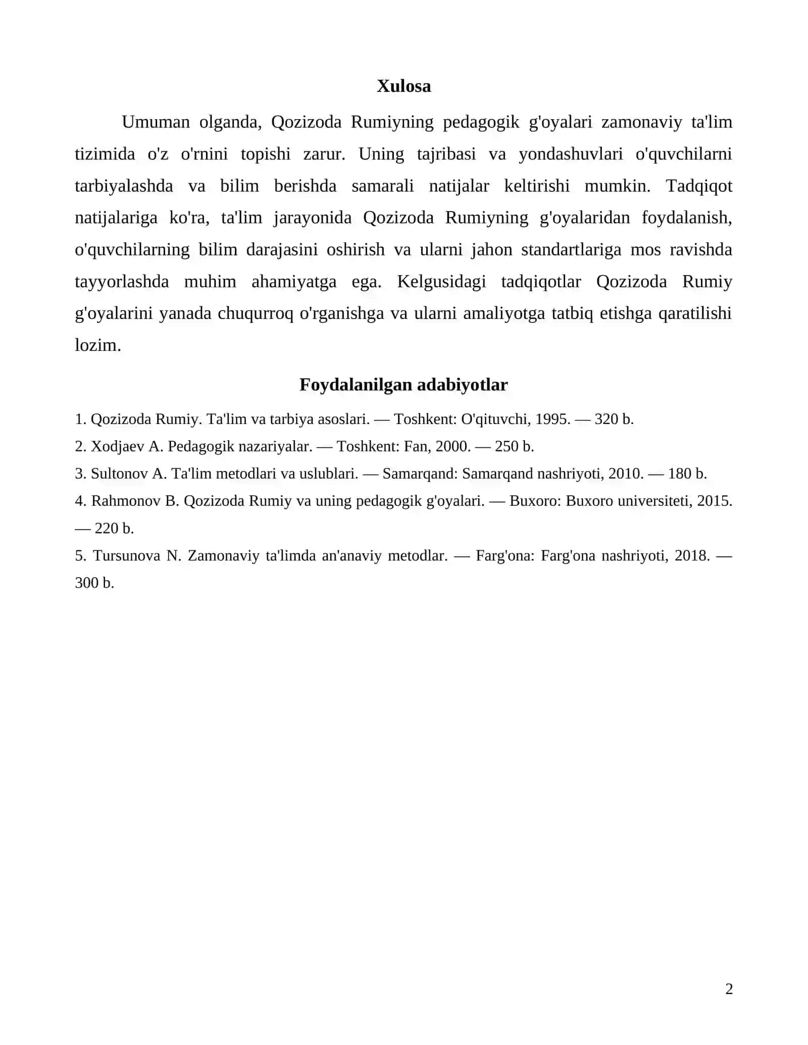 Qozizoda Rumiy: Umumiy pedagogika nuqtai nazaridan 2