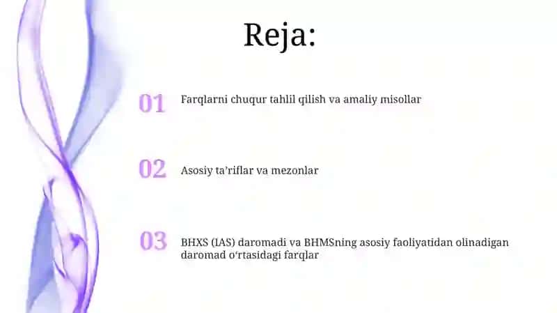 BHXS (IAS) "Tushum" va BHMS asosiy faoliyatdan olingan daromad farqlari 2