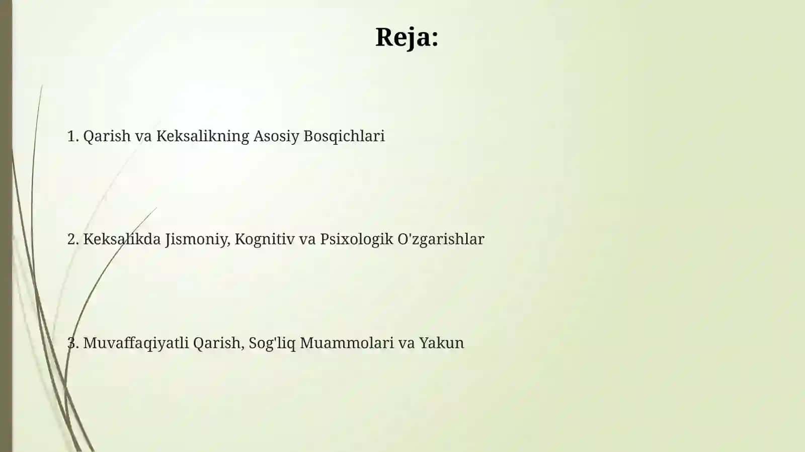 Keksayishning rivojlanish xususiyatlari 2
