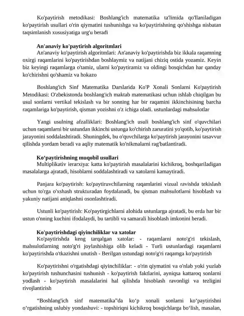 Boshlang‘Ich Sinf Matematika Darslarida Ko‘P Xonali Sonlarni Ko‘Paytirish Metodikasi 2