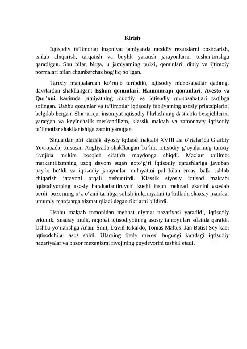 Klassik siyosiy iqtisodiy maktabning vujudga kelish sharoitlari 2