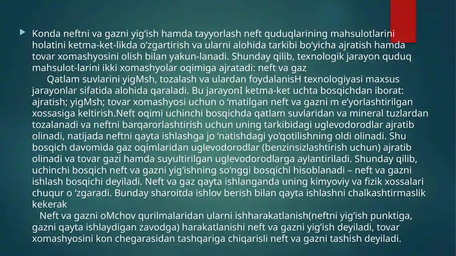 Neft va gazni yig‘ish va tayyorlash 2
