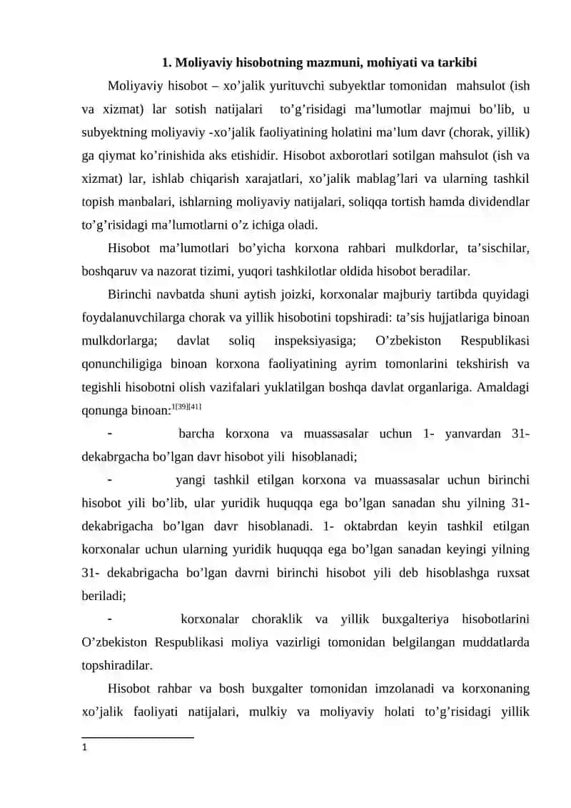 Moliyaviy hisobot va uning turlari 2