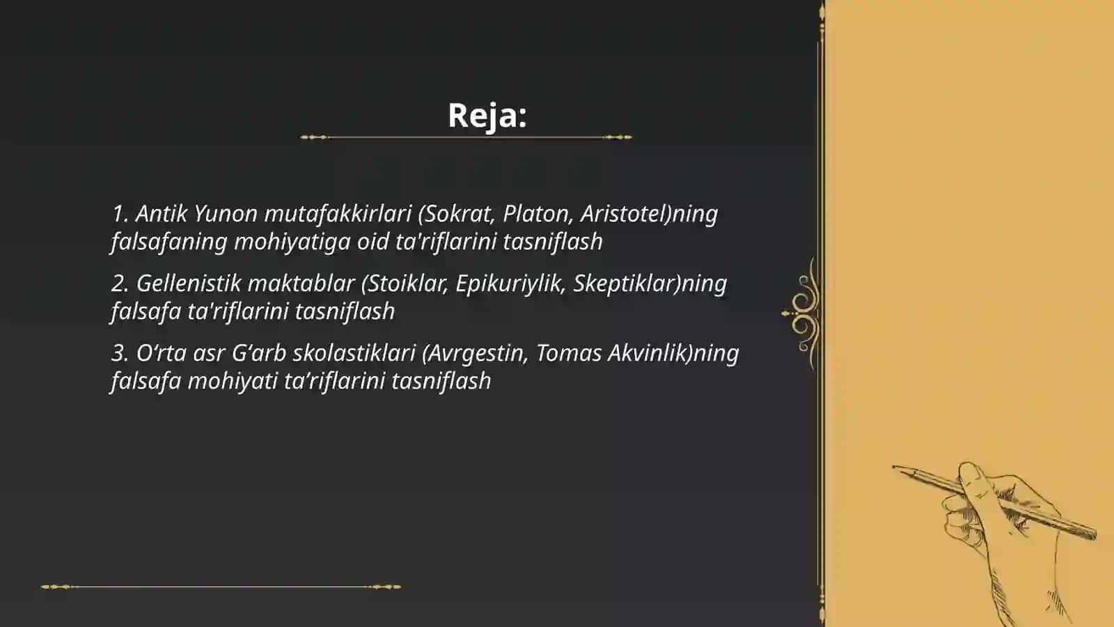 Falsafaning mohiyatiga oid Sharq va G'arb mutafakkirlari ta' riflarini tasniflash 2