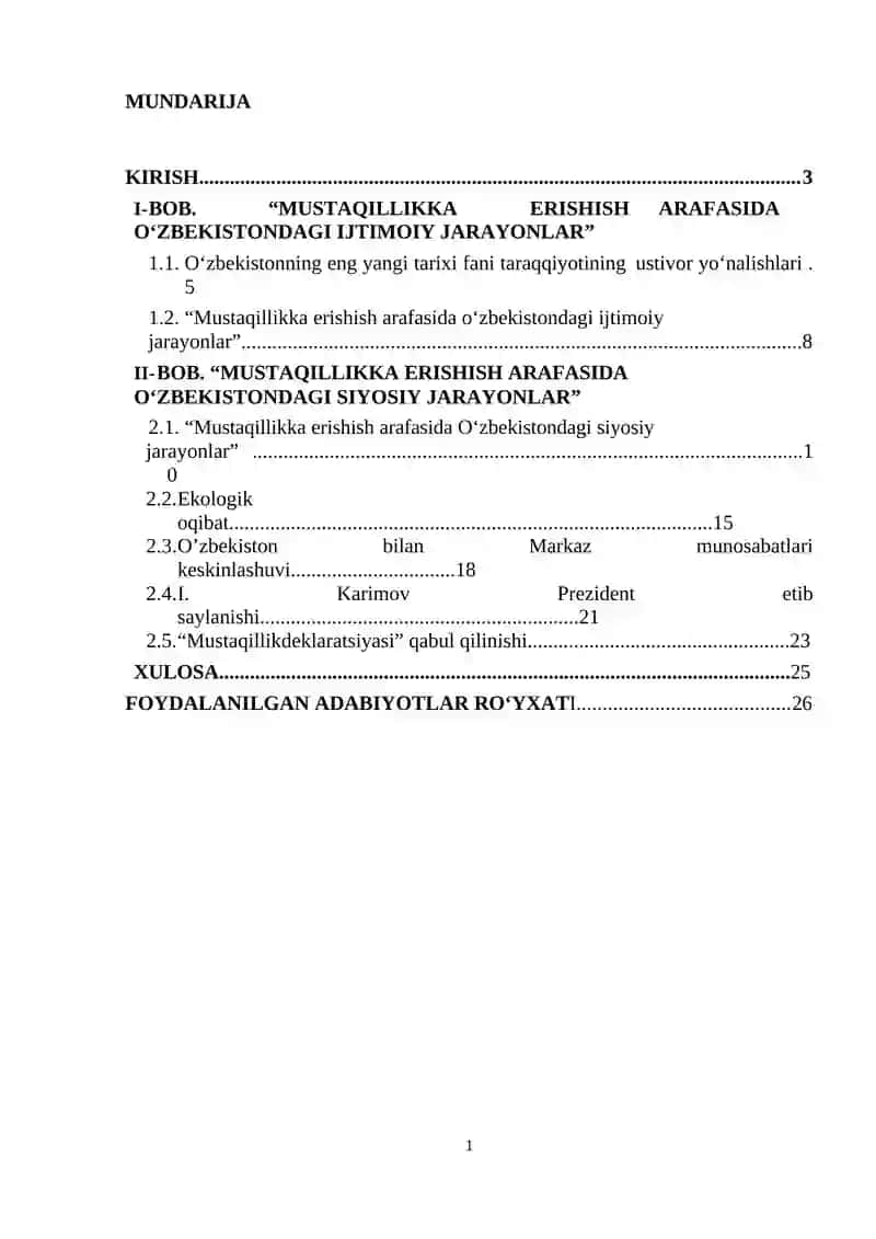 MUSTAQILLIKKA ERISHISH ARAFASIDA O‘ZBEKISTONDAGI IJTIMOIY-SIYOSIY JARAYONLAR 2