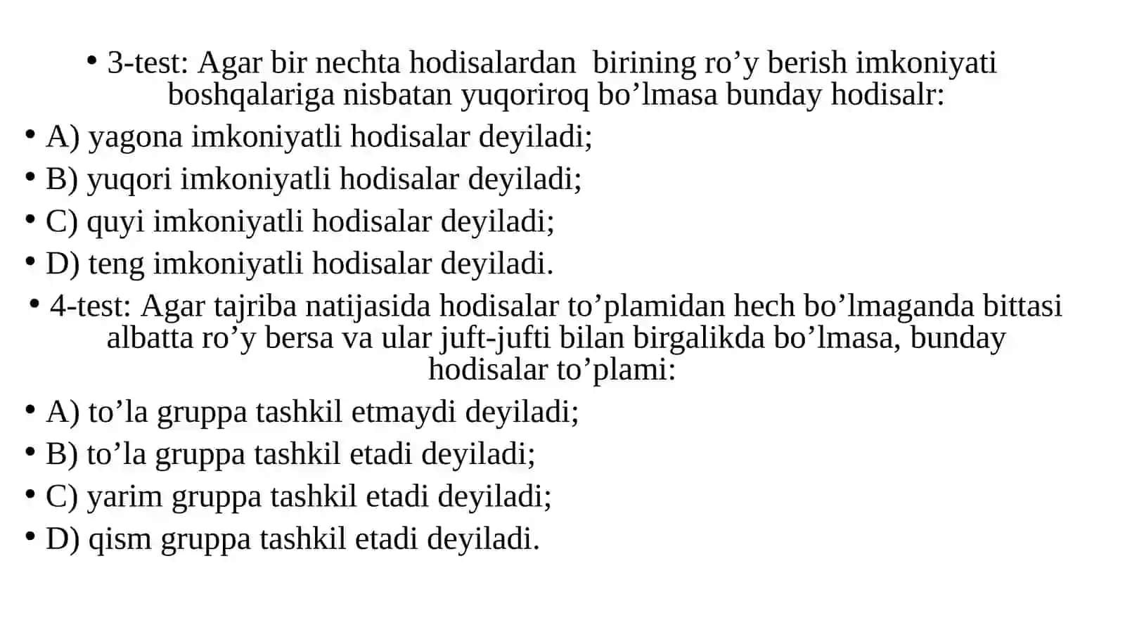 Testlar 2