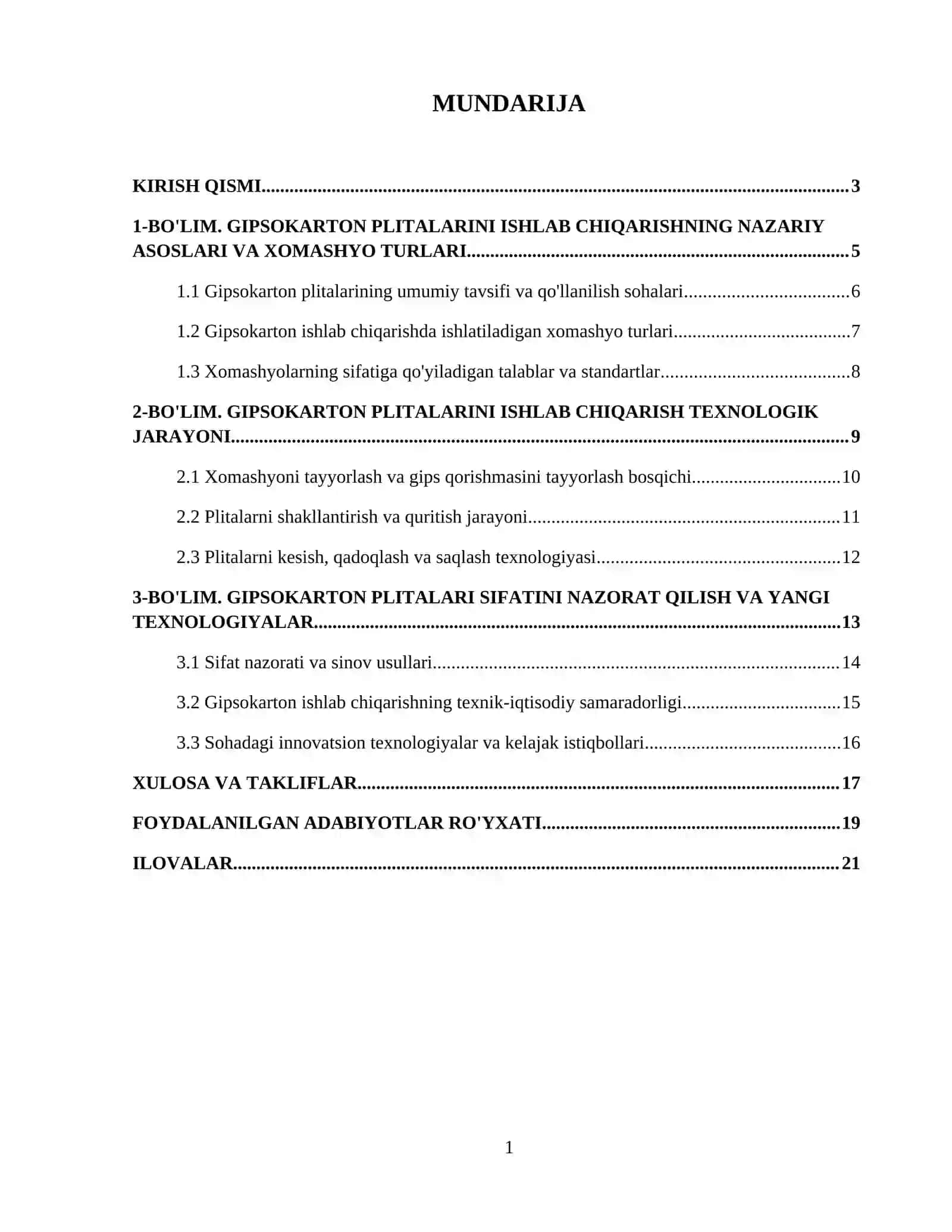 Gipsokarton plitalarini ishlab chiqarish texnologiyasi. 2