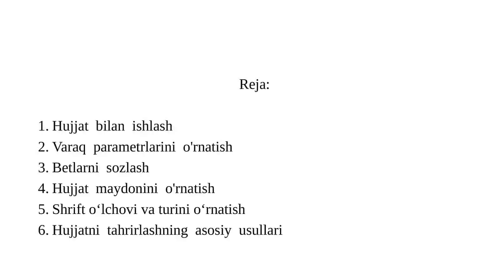 Matnli hujjatlar bilan ishlash texnologiyasi 2