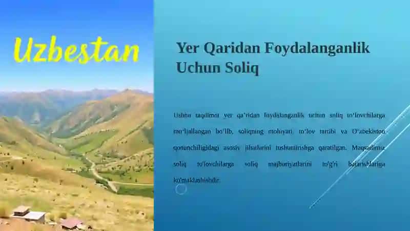 Yer Qaridan Foydalanganlik Uchun Soliq Taqdimoti 2